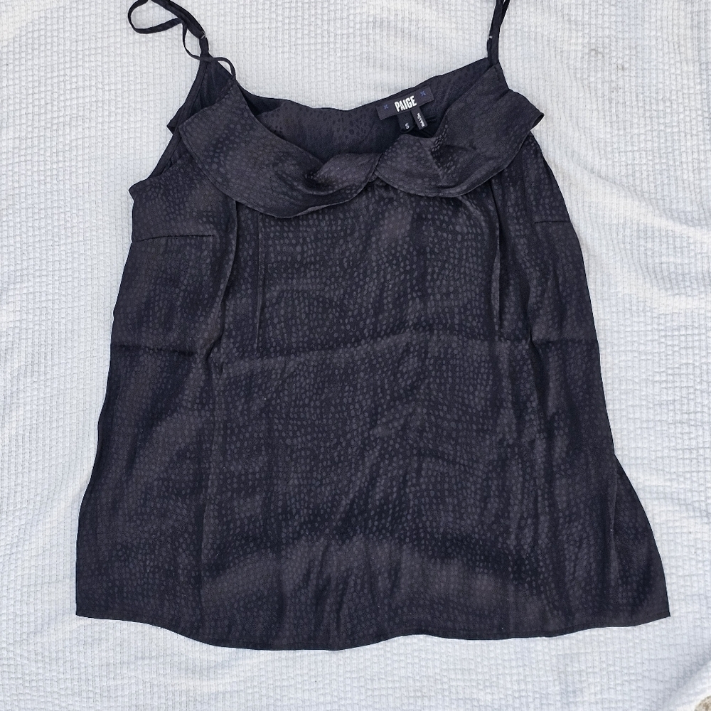 PAIGE Women's Trixie Sleeveless Ruffle Neck Cami Top black size small